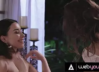 Petite Brunette Aria Lee And Gorgeous Bestie Share First-Time Soft Passionate Lesbian Encounter