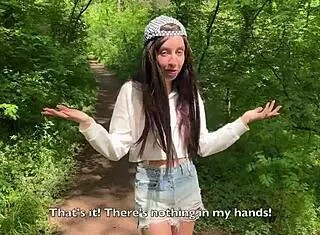 adventurous couple enjoys rough doggystyle sex in forest while girl paints graffiti in panties