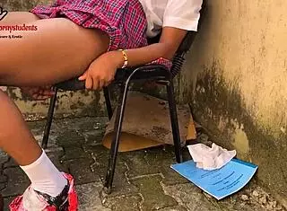 horny school girl fucks big black cock outside classroom!
