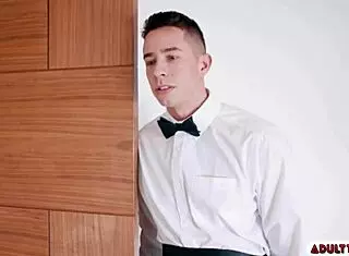 brock banks skips wedding for best man reese rideout's bareback pounding in bathroom