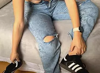 Offering cash to tourist for intense lesbian action at home