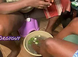 naughty black milf couple spreads juicy trimmed pussy homemade 1on1