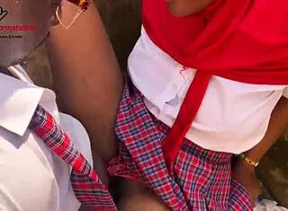horny school girl fucks big black cock outside classroom!