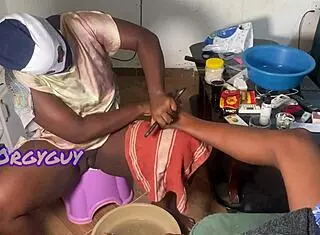 naughty black milf couple spreads juicy trimmed pussy homemade 1on1