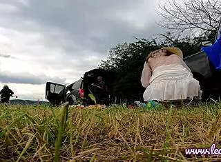 Blondes flash no panties under short dresses miniskirts during outdoor lingerie try-on voyeur fun