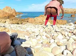 boldly licking sugardaddy cum off cock on secret beach hike