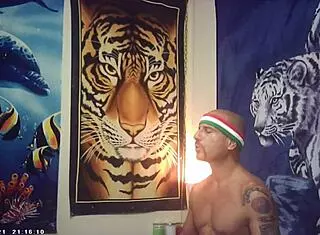 Maxxx Loadz Strokes Muscular Cock With Magic Motion Machine Backstage