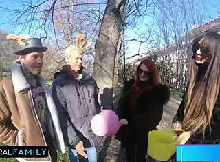 Mia Trejsi enjoys double vaginal in Easter foursome with hot redhead Katy Rose