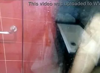 my milf latina's huge natural tits nipples shine under shower