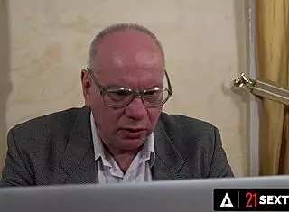 old man unloads creamy cum on anya krey's secretary face