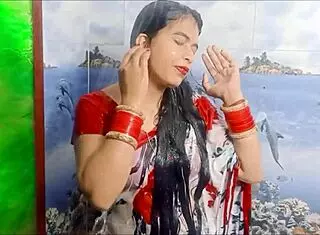 steamy wet saree clings in indian shower tease