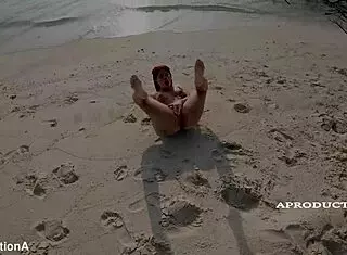 Marina Gold Takes Deepthroat Face Fuck to Squirting Cum on Beach Toilet