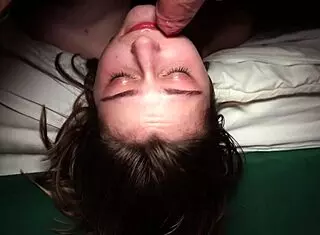 Beauty skinny neighbor plays big cock rides to sloppy cum mouthful