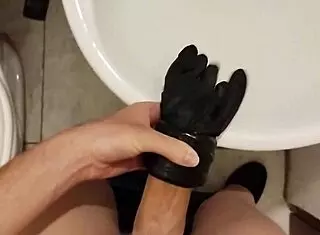 skinny dude sneaks homemade fleshlight at work for huge cock fun 💦😏