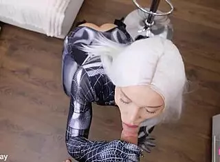 kate kuray teases juicy tight pussy as spider-girl in cosplay doggystyle