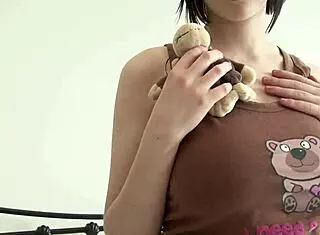 oh man sexy tattooed brunette vanessa plays her pussy boobs but then cums hard wait