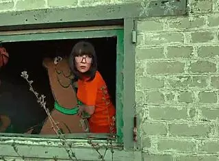 velma cosplay solves mysteries with scooby in outdoor public adventure