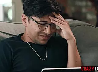 stepbro's huge cock rails horny leana lovings big tits stepsis 😏🍆🔥