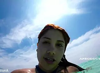 Marina Gold Takes Deepthroat Face Fuck to Squirting Cum on Beach Toilet