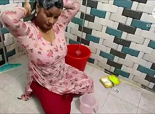 steamy wet saree clings in indian shower tease