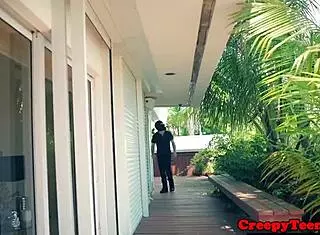 damn, 19yo petite babe screams as stalker fucks her hard!