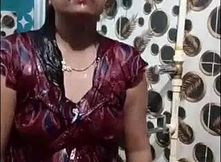 steamy wet saree clings in indian shower tease