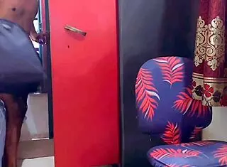 Feminized sissy preps tight body before work shift