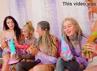 squirt mayhem five tattooed goth girls prolapse gape asses with anal dildos atm