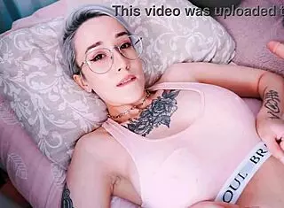 short haired teen cutie tittyfucks massive dildo on fuckmachine