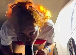 ebony babe slurps cock then takes garage creampie on beale street