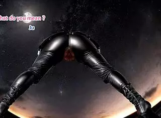 milf wife deepthroats cowgirl rides in leather catsuit boots outdoors creampie fetish?