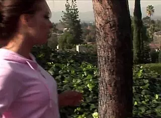 cute brunette stranger picked from street rides cock hard in backyard. cum covered orgasm follows quick.