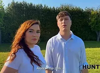 hunt4k babe cheats by pond with old guy watching