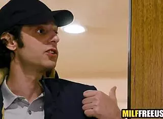 Milf housewife endures bold free use pounding by delivery boy and husband in taboo threesome