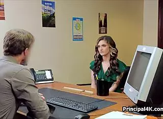 hey check this hot housewife seducing principal in lingerie office spy cam