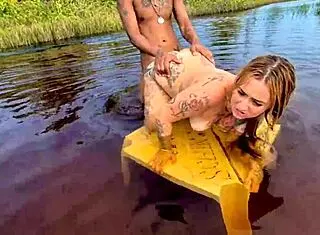 adventurous couple caught bareback fucking big asses wildly in the mangroves outdoors