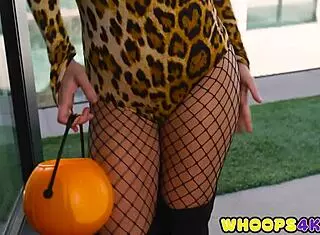 Asian teen 18+ gets halloween deepthroat dick treat shyly