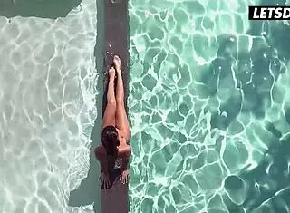 best friends devour each others pussies poolside!