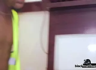 Boss's curvy black Latina wife catches me and gulps my cum