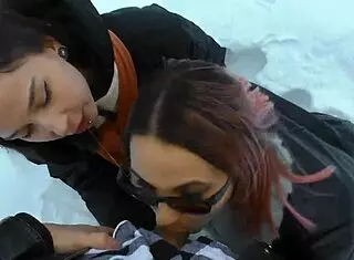 two snow sluts warm teacher's cock deepthroat