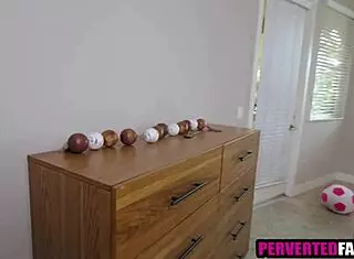 stepbro catches sis naked yoga bends her over for doggy pounding