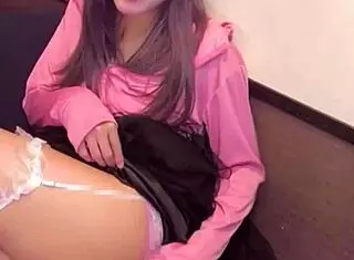 Cute Japanese Ladyboy Masturbates With Pantyhose On Crotch!