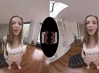 Shaved brunette Jessica Portman masturbates to taboo orgasm