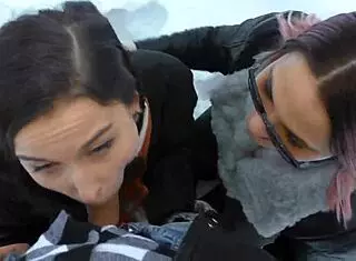 two snow sluts warm teacher's cock deepthroat