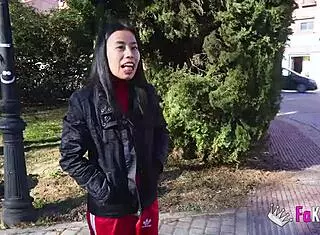 Banging Sweet Asian Hottie Lore's Big Ass in Deepthroat Casting Ride