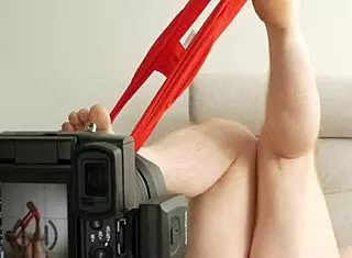 Stripping Red Panties Posing Shoot