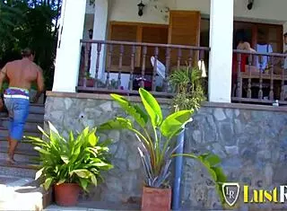 Jordanne and Lou ride muscle cocks double penetrated