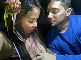 brazilian festa junina party flashes swollen pussy clit creampie in car