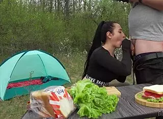 stranger trades dick for her sandwich side view