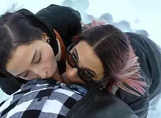 two snow sluts warm teacher's cock deepthroat